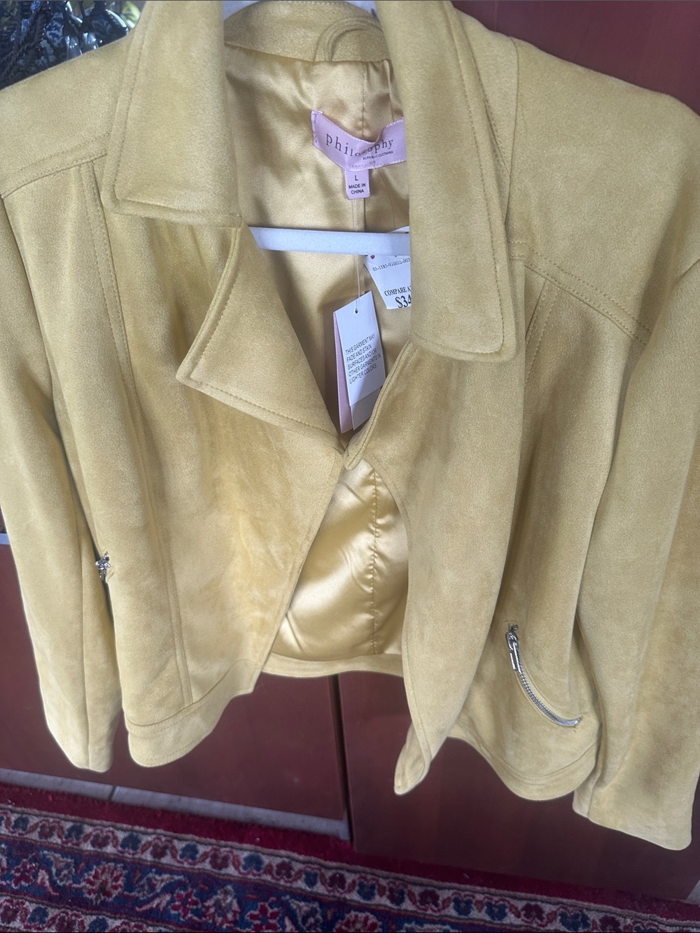Philosophy Mustard Yellow Suede Cropped Jacket